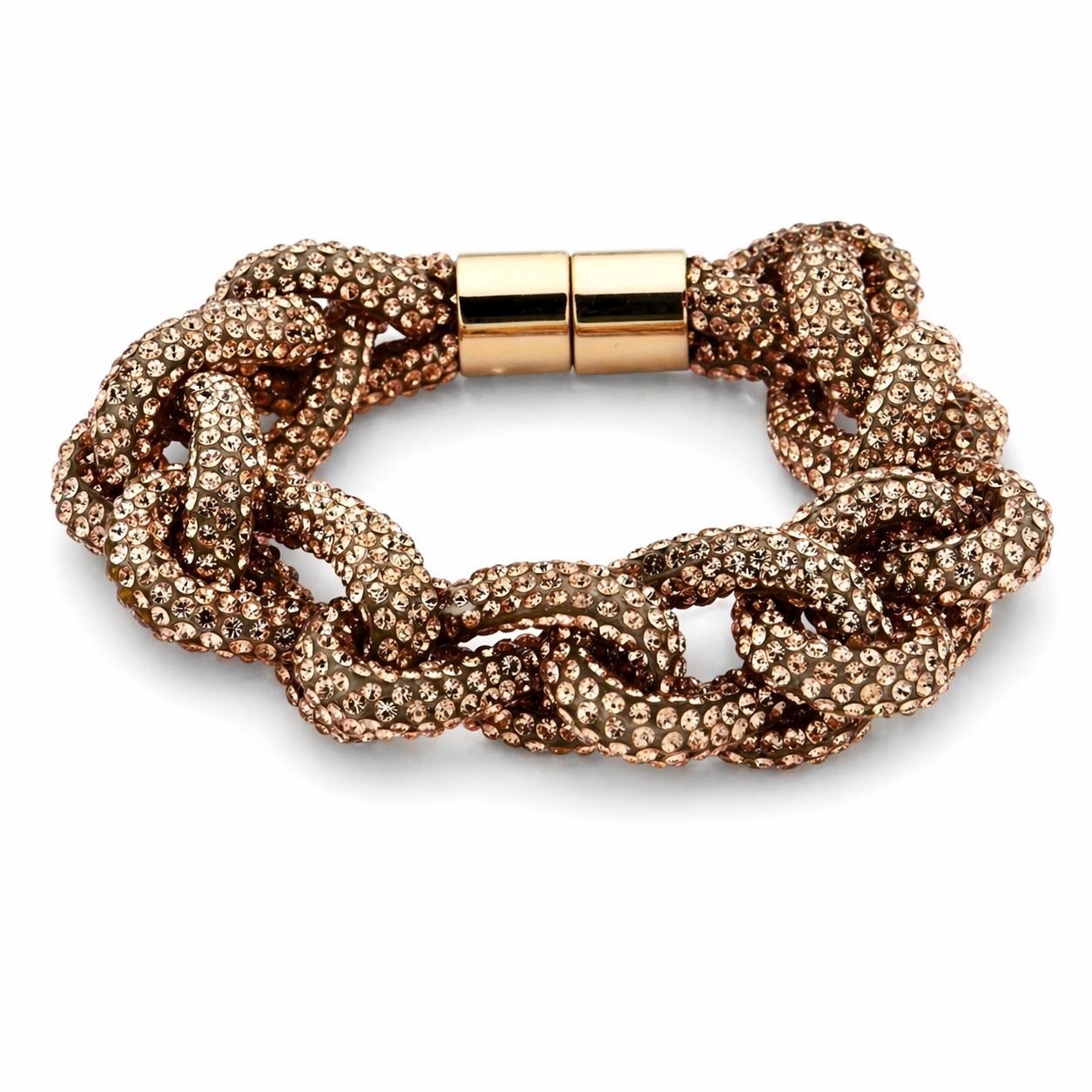 Armband Champagne Gun-Metal Knoten besetzt Glasperlen Statement Biba