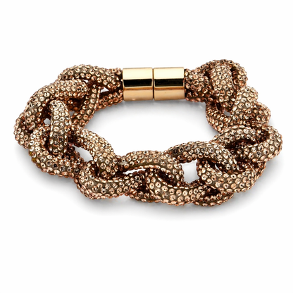 Armband Champagne Gun-Metal Knoten besetzt Glasperlen Statement Biba