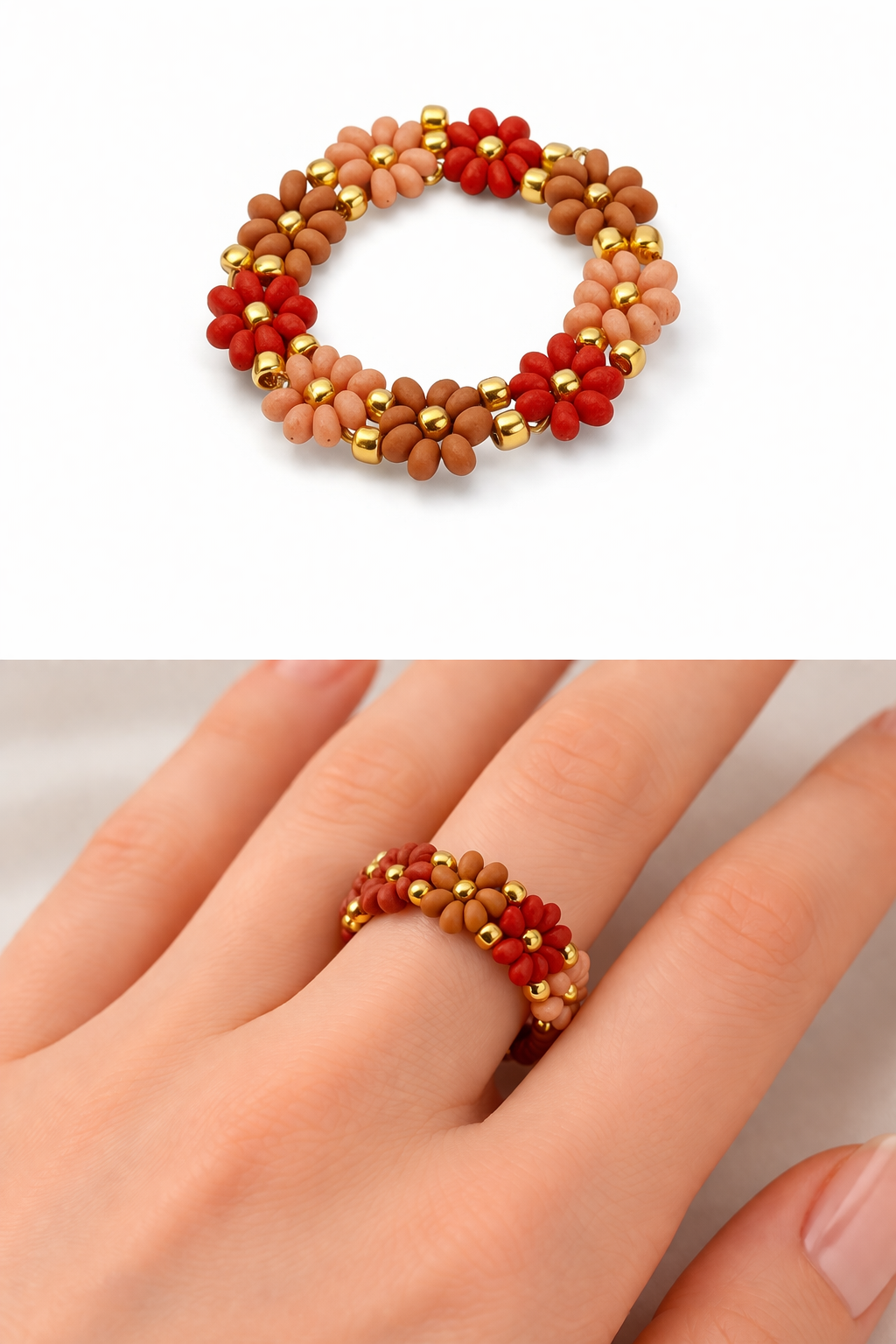 Ringe Elastische "Flower Power Ringe" Trend 2026 Miyuki Perlen Biba