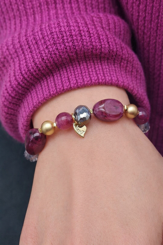 Armband elastisch Weinrot-Lila Töne Elegant, Stilvoll Nickelfrei Sweet7 Bordeaux