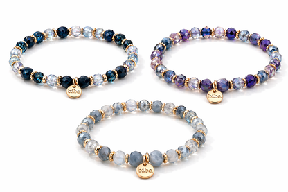 Armband elastisch Crystal Steinchen Grau, Lila- oder Schwarz Trend Sommer Biba