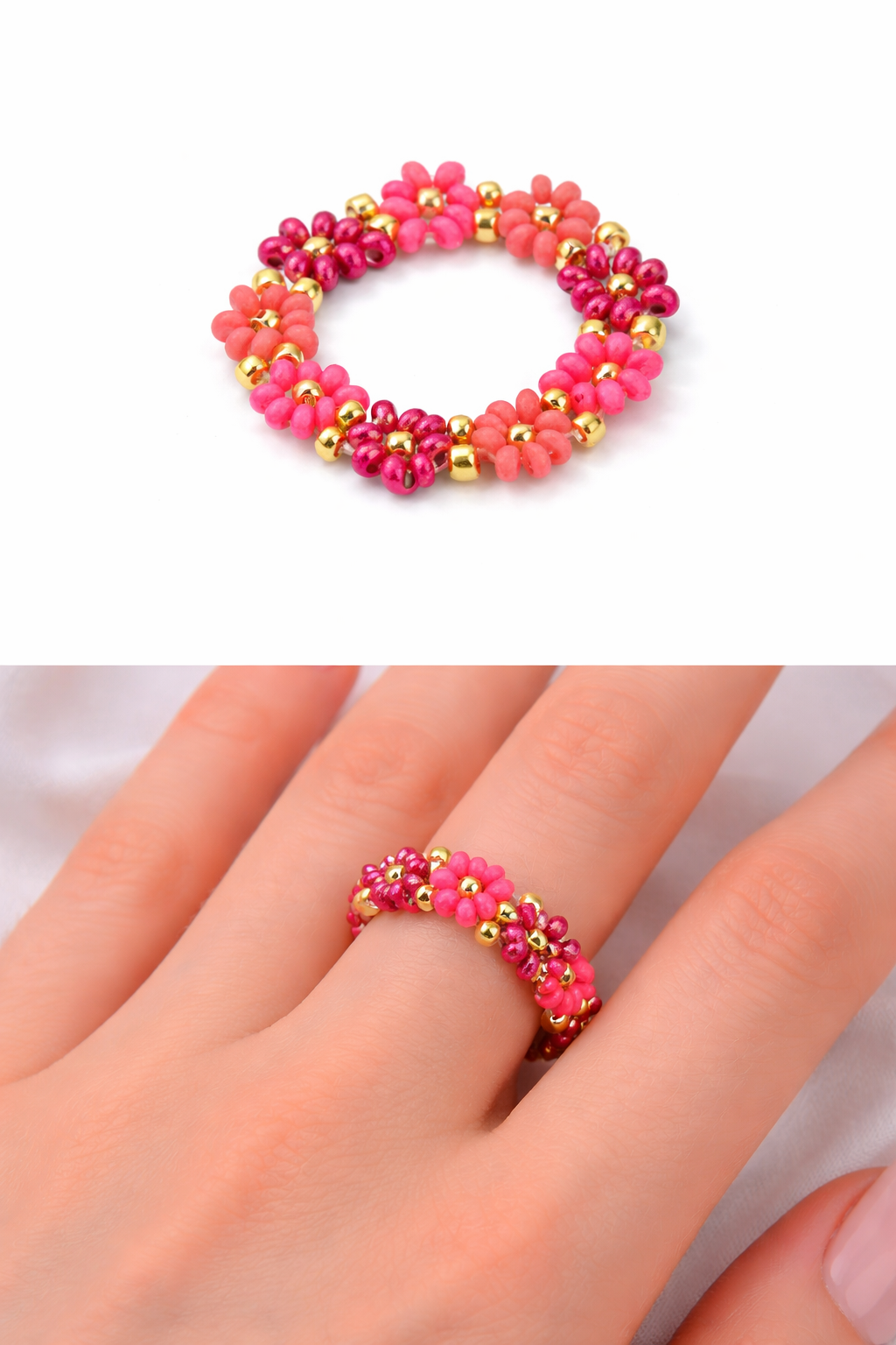 Ringe Elastische "Flower Power Ringe" Trend 2026 Miyuki Perlen Biba