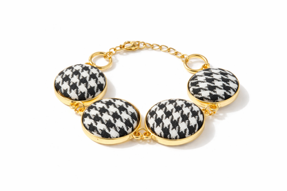 Armband elegant Pied de Poule in 4 Elemente Paris Mode Schwarz Weiß Amorino