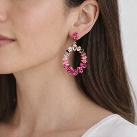 Ohrringe Ohrhänger Oval Pink-töne nickelfrei rosa Straß Sweet7 Rosa Statement