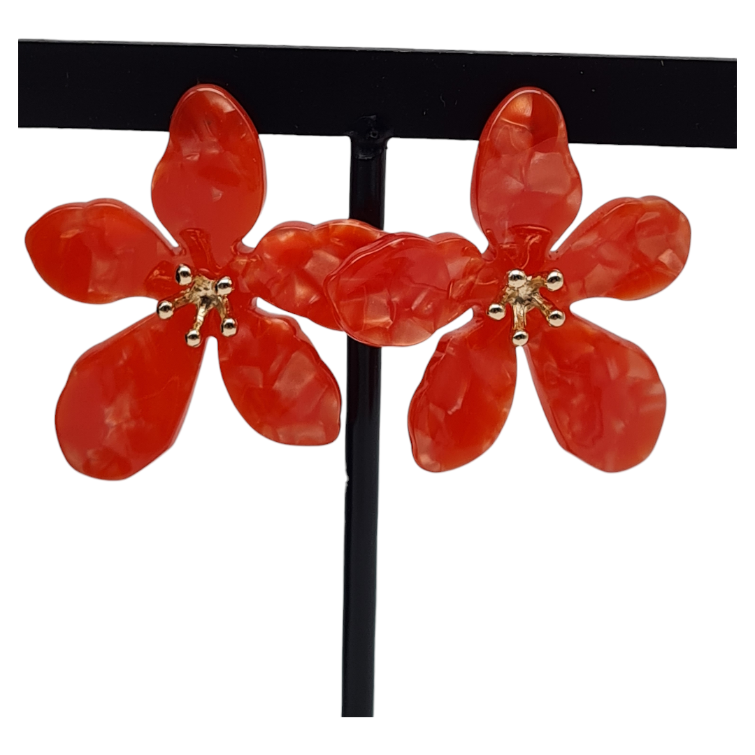 Ohrstecker Ohrhänger Orange Perlmutt Blume Positiv Sweet7