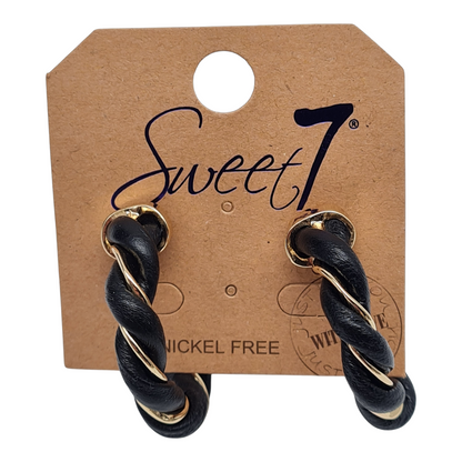 Creolen Nickelfrei Leder in Braun Schwarz Print Sweet7