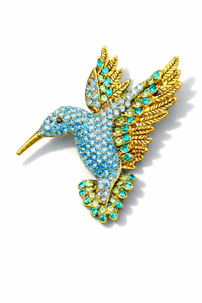 Brosche Kolibri Blau Pink Amazonas Vogel Vögel Trend hummingbird