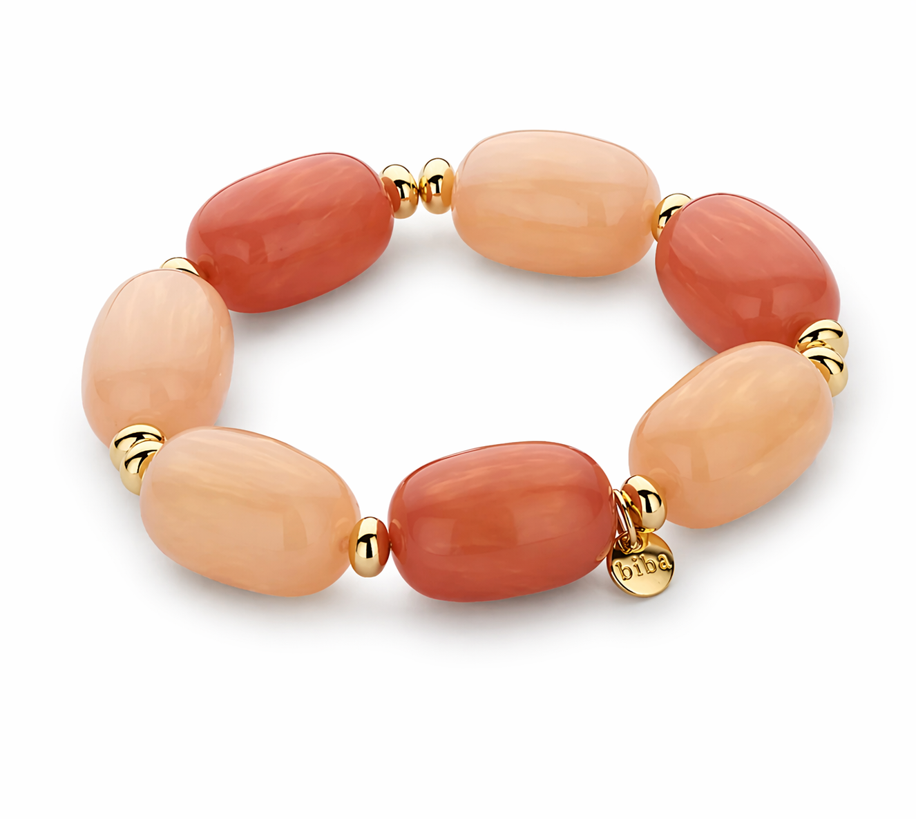 Armband elastisch Lachs und Orange Beads Trend 2026 Nickelfrei Biba