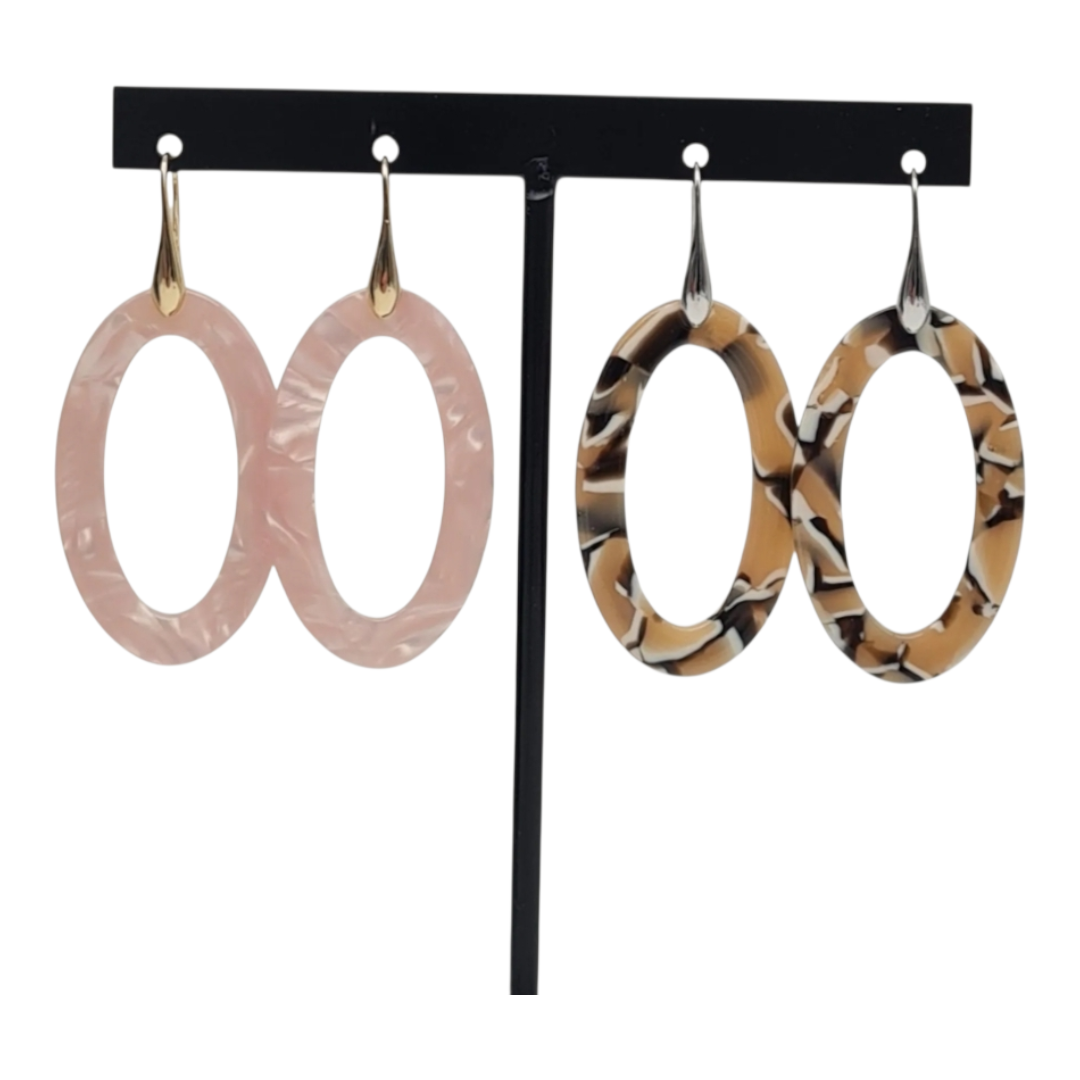 Ohrringe Ohrhänger Acryl  Rosa Perlmutt Beige Jungle Wildlife Nickelfrei Sweet7