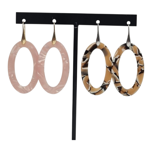 Ohrringe Ohrhänger Acryl  Rosa Perlmutt Beige Jungle Wildlife Nickelfrei Sweet7