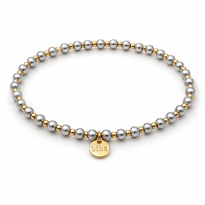 Armband elastisch Silbergrau mit Goldfarben in 3 Größen Trend Sommer Biba