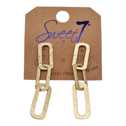 Ohrringe Ohrhänger Matt goldene Glieder Relief Nickelfrei Sweet7 elegant