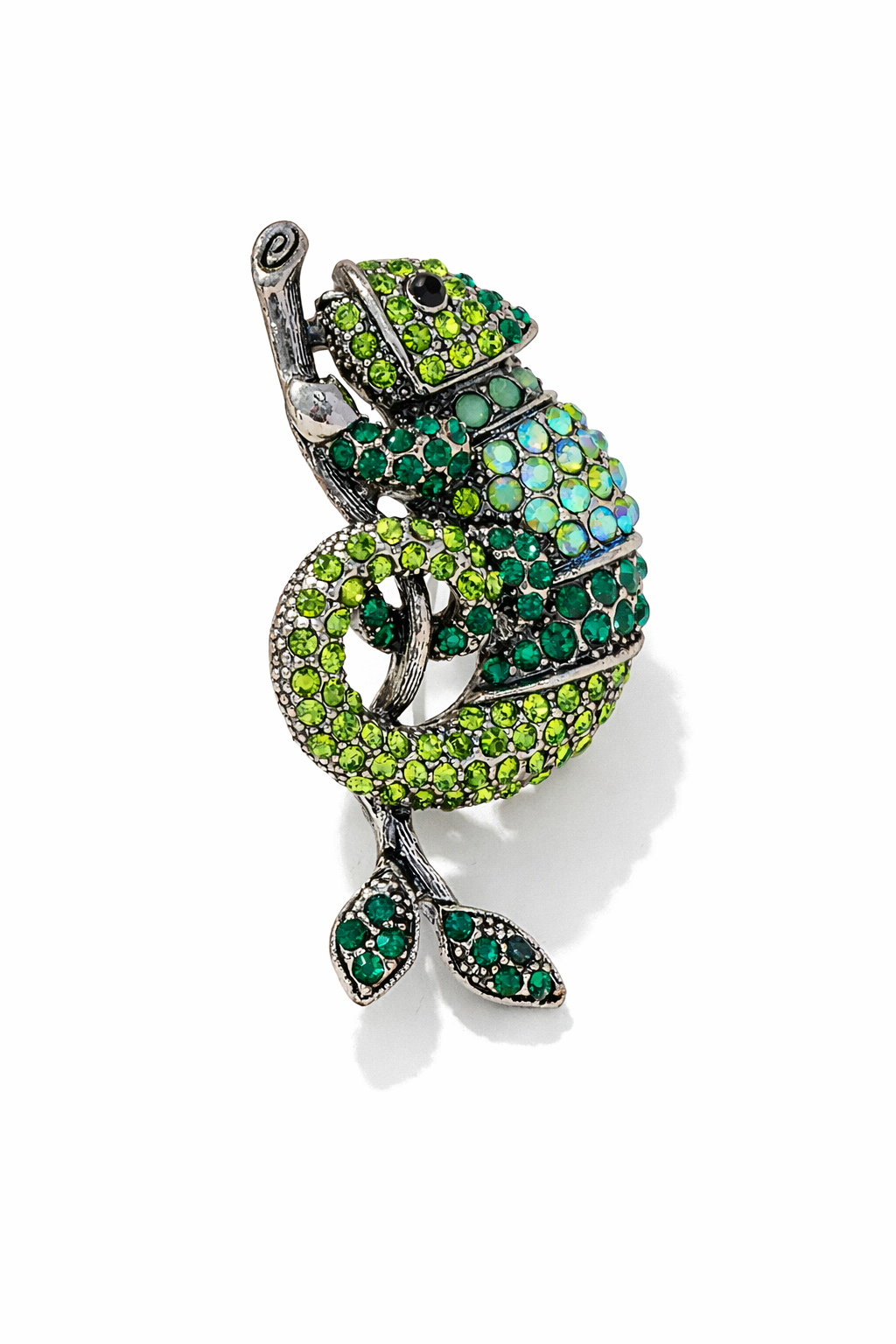 Brosche Grün Chamäleon Tier Reptile Modeschmuck Anstecknadel
