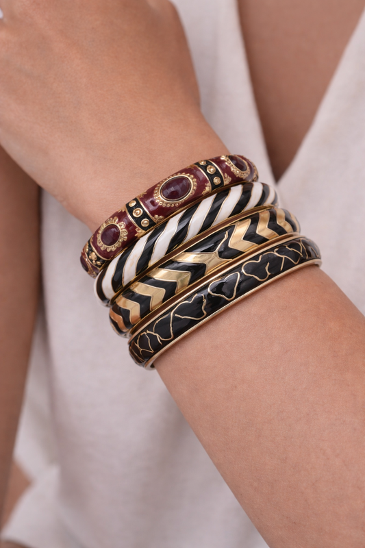 Cosmos Klapp-Armband Schwarz Goldfarben Lila herz Zebra Nickelfrei