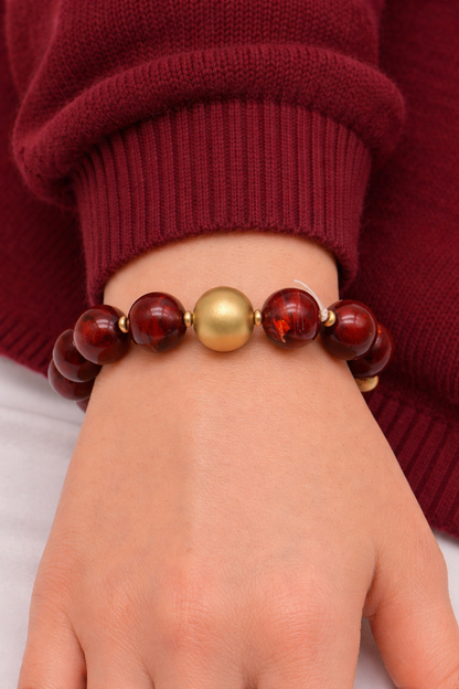 Biba Armband stretch elastische Burgund Bordeaux matt goldfarben nickelfrei