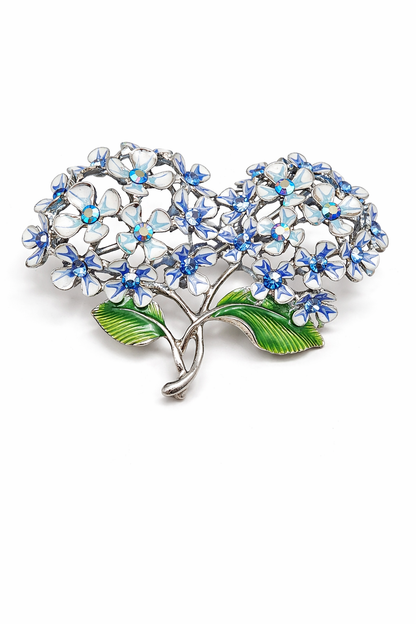 Brosche "Hortensie Blau" Plfanzen, Blumen strauch blau