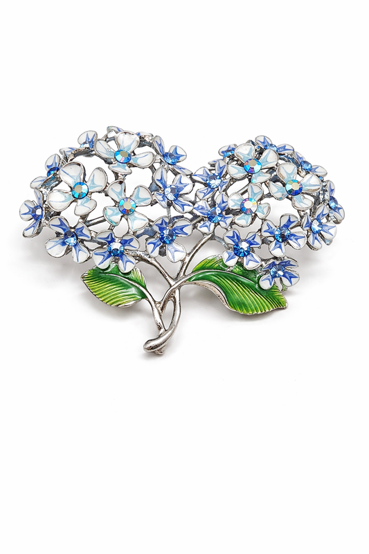 Brosche "Hortensie Blau" Plfanzen, Blumen strauch blau
