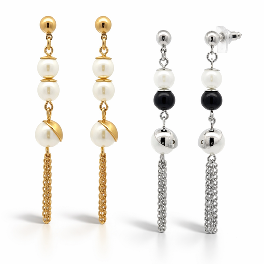 Ohrhänger Perlenohrring Kunstperlen Goldfarben Silberfarben Nickelfrei Amorino