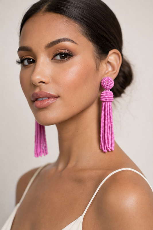 Yehwang  rosa pink perlen verspielt nickelfrei ohrhänger Ohrringe