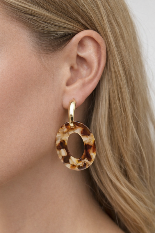 Ohrhänger Ohrringe Anhänger Braun meliert Nickelfrei Sweet7 Retro