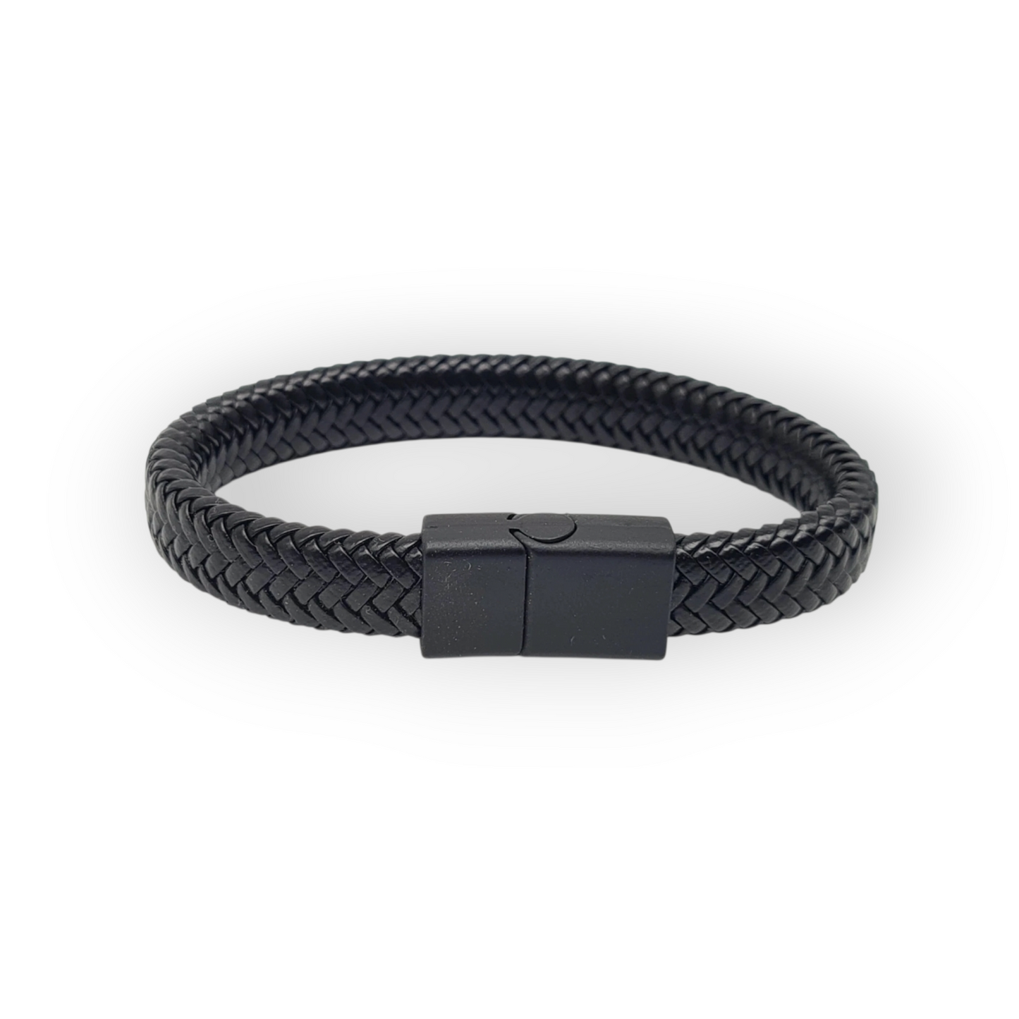 Armband Herrenarmband Schwarz geflochten Kunstleder nickelfrei Yehwang