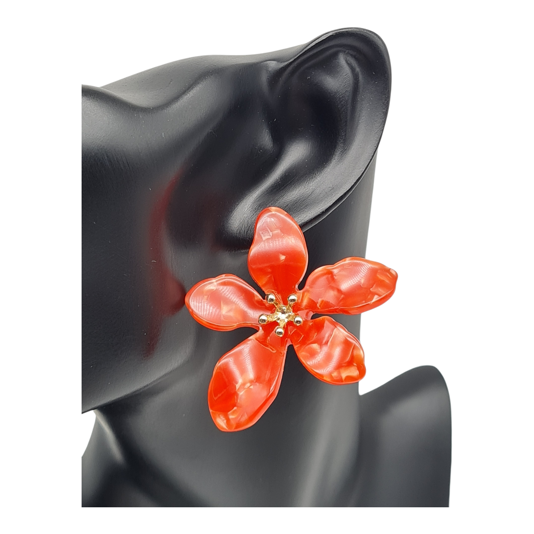 Ohrstecker Ohrhänger Orange Perlmutt Blume Positiv Sweet7