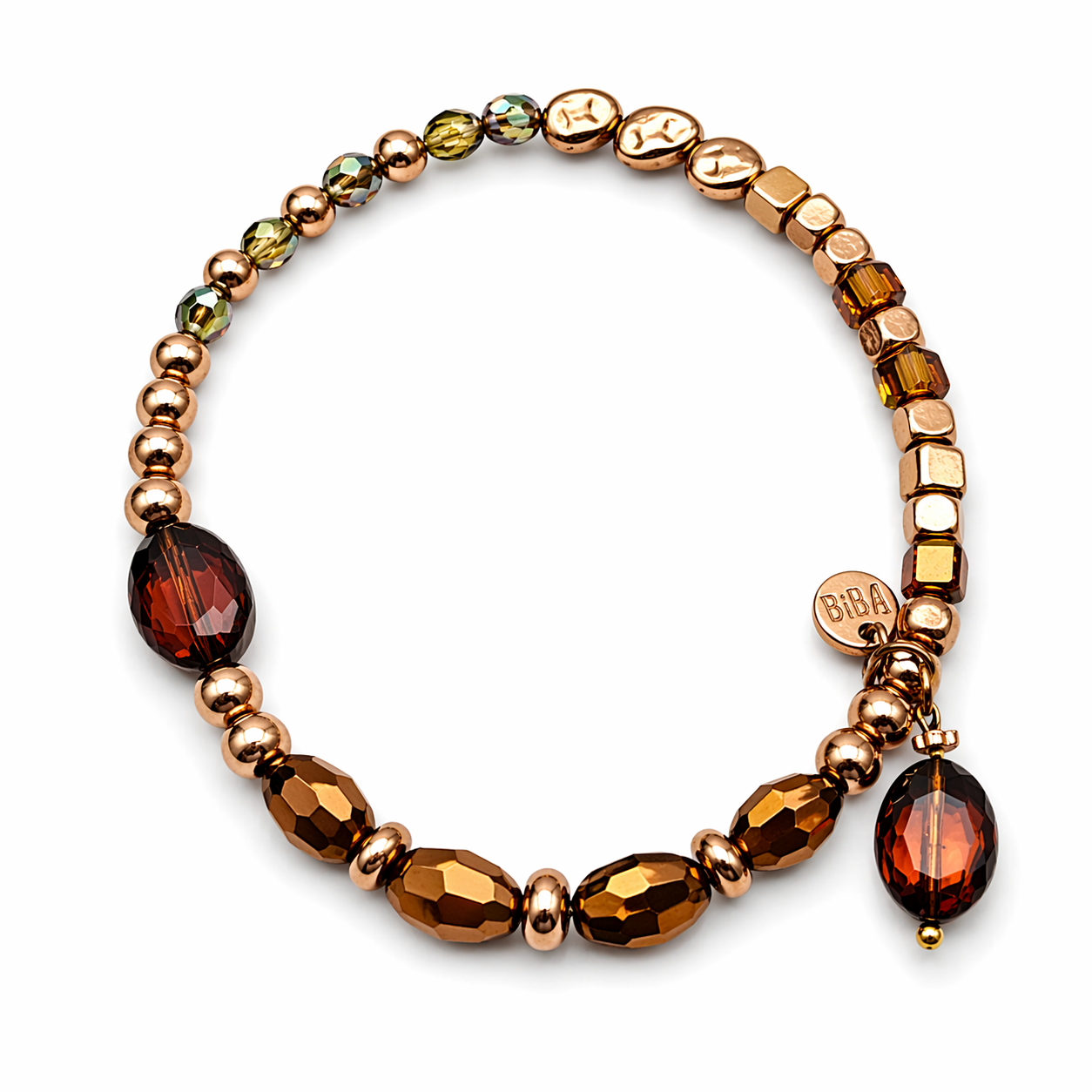 Armband elastisch in Goldkupfer- und Bordeaux Farben Trend Sommer Biba