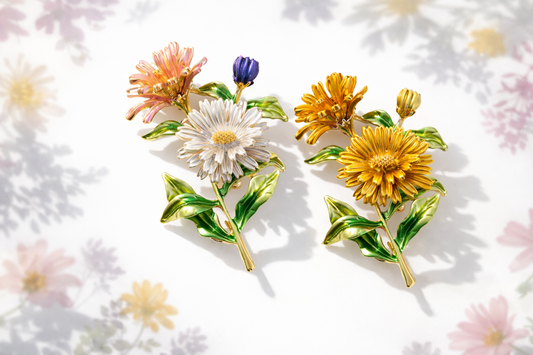 Brosche Ringelblume Blumen Anstecknadel Trend Garten Natur