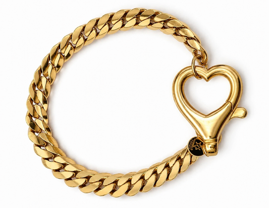 Armband Goldfarben Herz Gliederarmband Herz Verschluss 17 cm Michelle Bijou