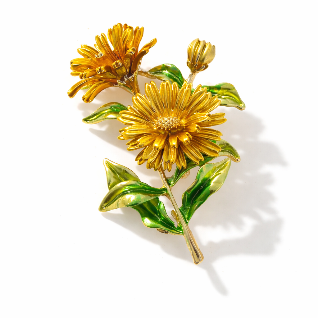 Brosche Ringelblume Blumen Anstecknadel Trend Garten Natur