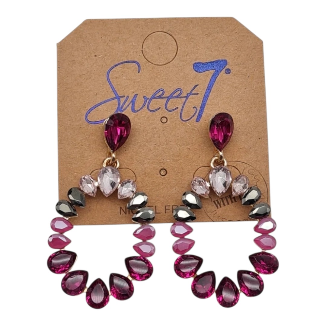 Ohrringe Ohrhänger Oval Pink-töne nickelfrei rosa Straß Sweet7 Rosa Statement