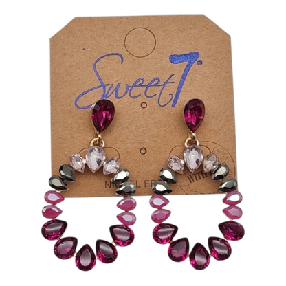 Ohrringe Ohrhänger Oval Pink-töne nickelfrei rosa Straß Sweet7 Rosa Statement