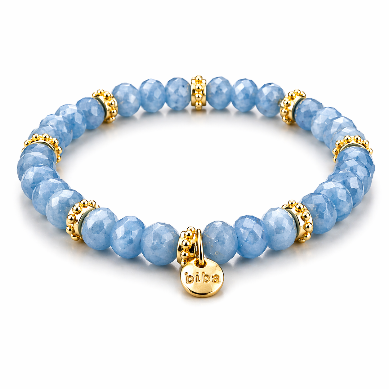 Armband elastisch Jeansblau mit Goldene Elementen Trend Sommer Biba