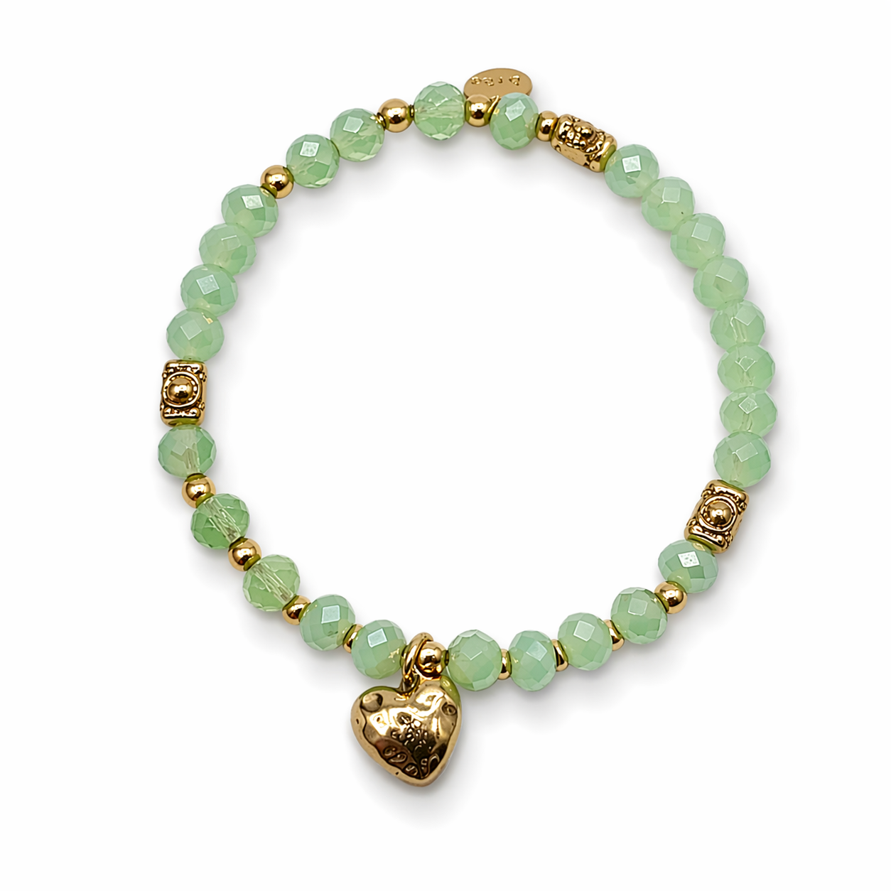 Armband elastisch Wassergrün Hellgrün Herzanhänger Trend Sommer Biba