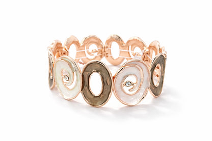 Armband elastisches Schneckenform Hellrosa Creme Beige Nickelfrei Amorino