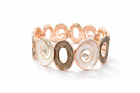 Armband elastisches Schneckenform Hellrosa Creme Beige Nickelfrei Amorino