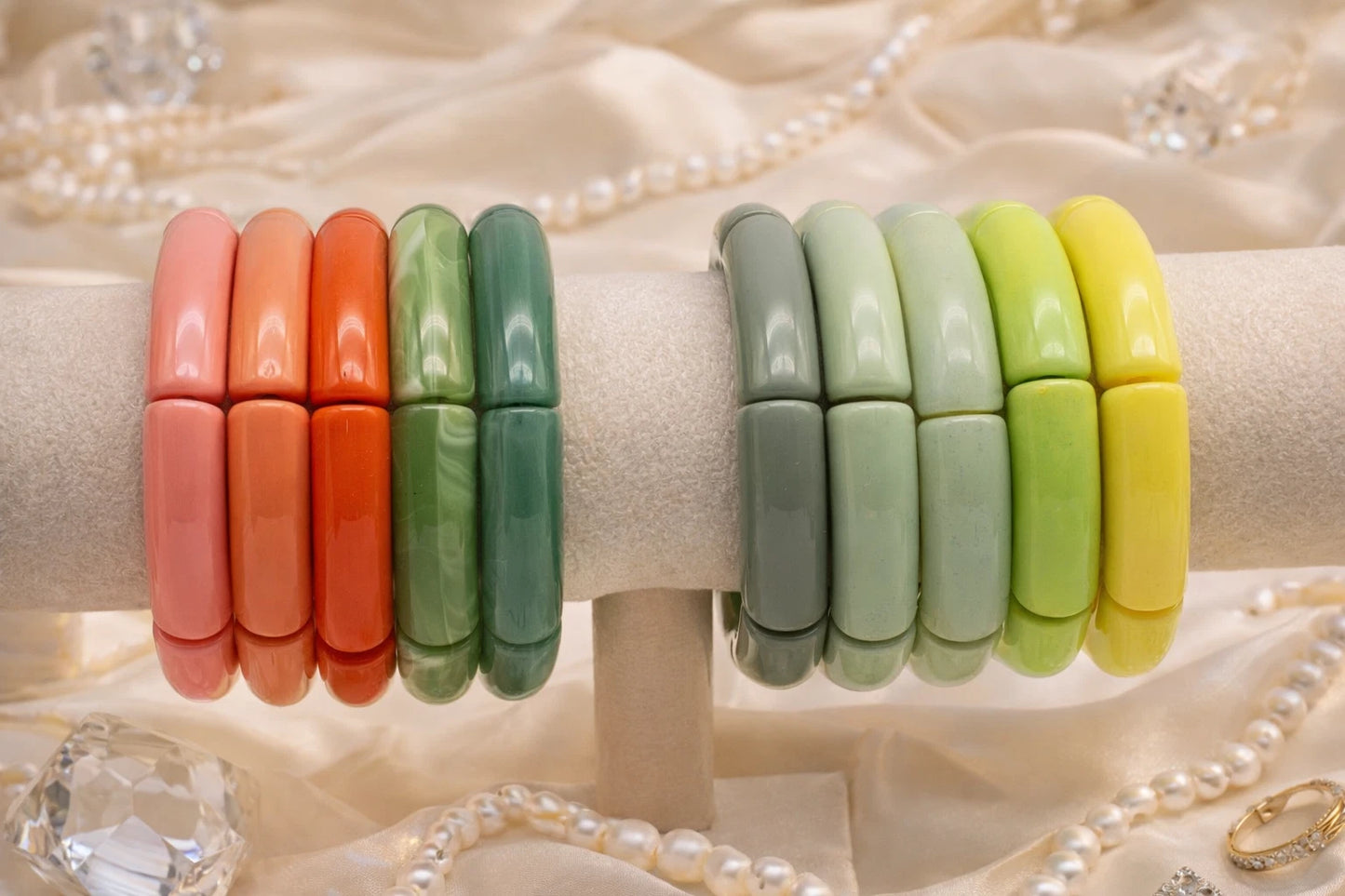 Armband elastisch Retro nickelfrei Acryl verschiedene Farben Trend 2026 Yehwang