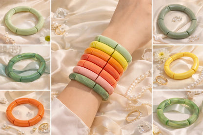 Armband elastisch Retro nickelfrei Acryl verschiedene Farben Trend 2026 Yehwang
