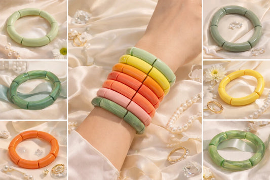 Armband elastisch Retro nickelfrei Acryl verschiedene Farben Trend 2026 Yehwang