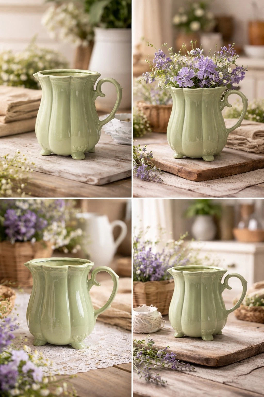 Vase Kanne "Can you feel it" mit Griff Landhausstil natur Deko Wohnaccessoires