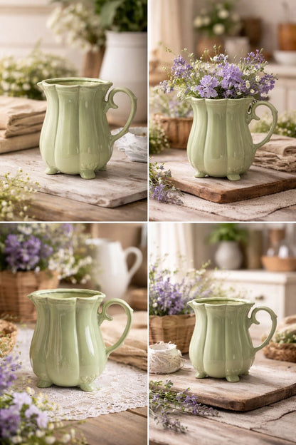 Vase Kanne "Can you feel it" mit Griff Landhausstil natur Deko Wohnaccessoires